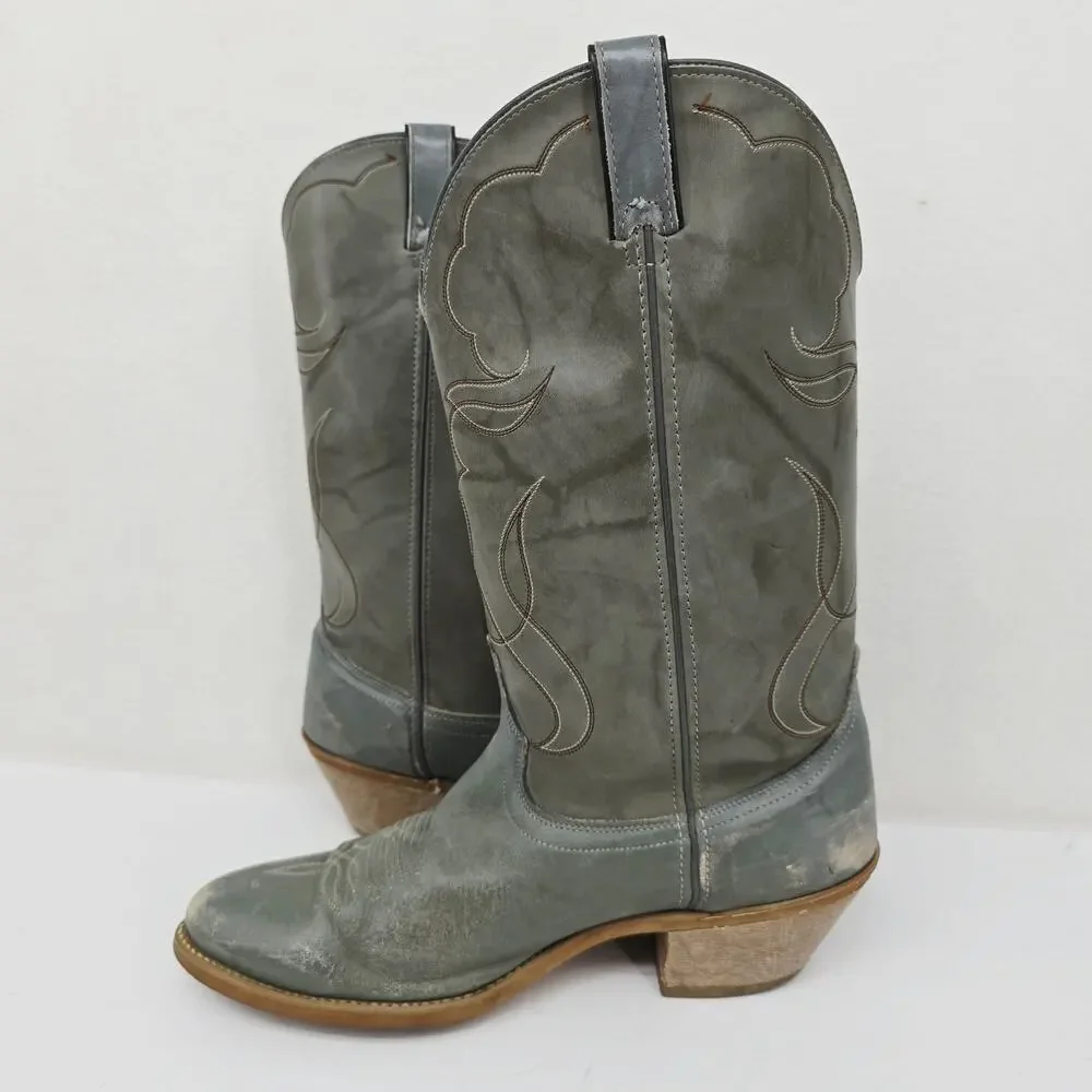Vintage Acme Men's Western Cowboy Boots Gray 12
